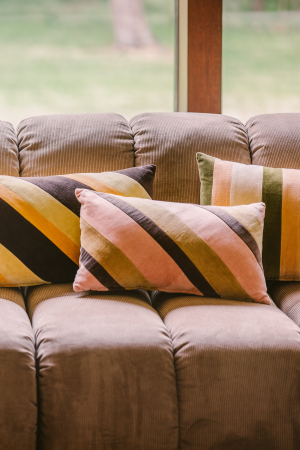 HKliving | Csíkos rózsaszín bársony párna | Striped rose cushion velvet | Home of Solinfo