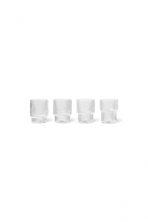 ferm LIVING | Ripple röviditalos pohár szett (4 db) | Ripple Small Glasses (Set of 4) Clear | Home of Solinfo