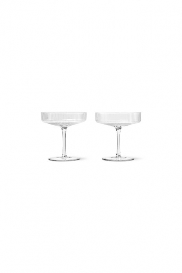 ferm LIVING | Ripple pezsgős csésze szett (2 db) | Ripple Champagne Saucers (set of 2) Clear | Home of Solinfo