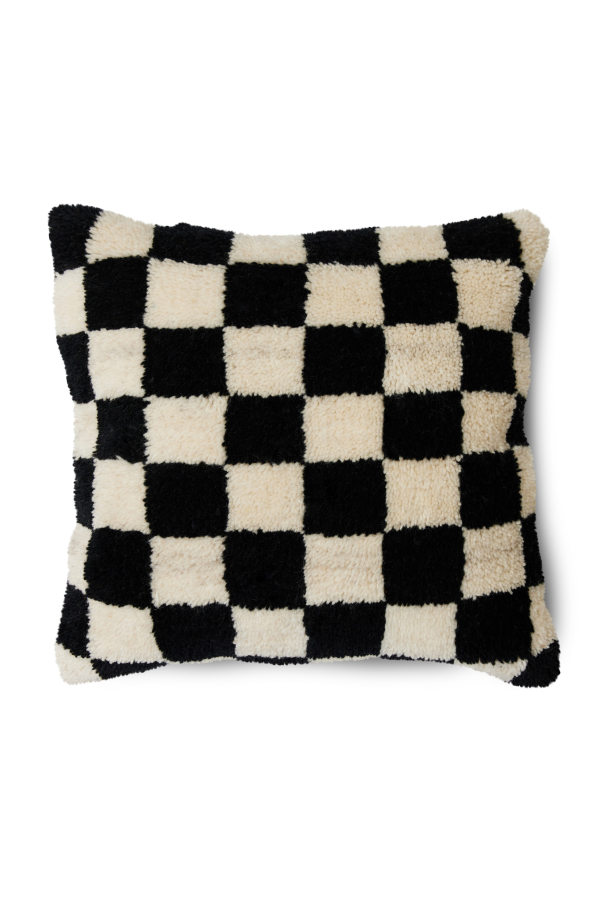 HK Living | Gyapjú fekete-fehér párna | Woolen Cushion Black and White | Home of Solinfo